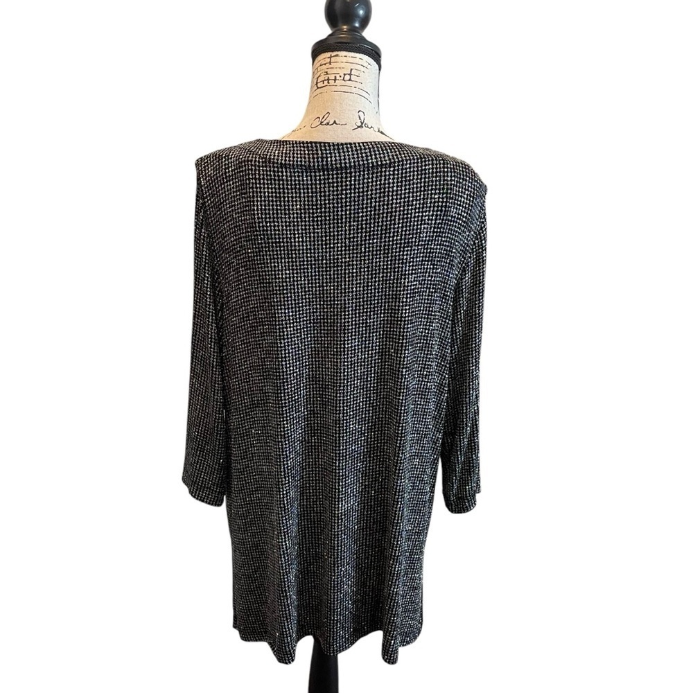 J.B.S. Ltd Tunic Blouse Black Size 2X Vintage Metallic Glitter Formal stretch - Picture 3 of 8